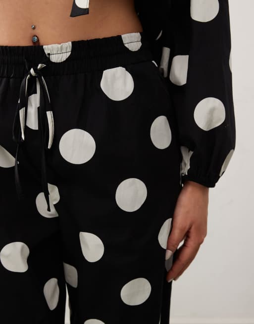 Reclaimed Vintage wide leg pull on pants in polka dot print (part of a set), 5 of 5