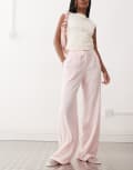 [Reclaimed Vintage] Reclaimed Vintage wide leg relaxed linen blend pants in pink 16 PINK