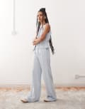 [Reclaimed Vintage] Reclaimed Vintage wide leg relaxed linen blend pants in power blue 14 BLUE