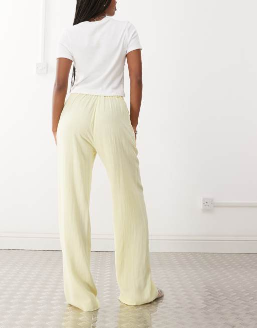 Reclaimed Vintage wide leg relaxed linen blend trouser in buttermilk yellow, 5 of 5