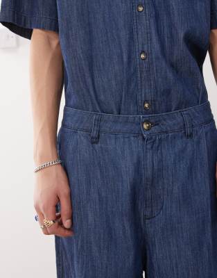 Reclaimed Vintage Wide Leg Shorts In Blue