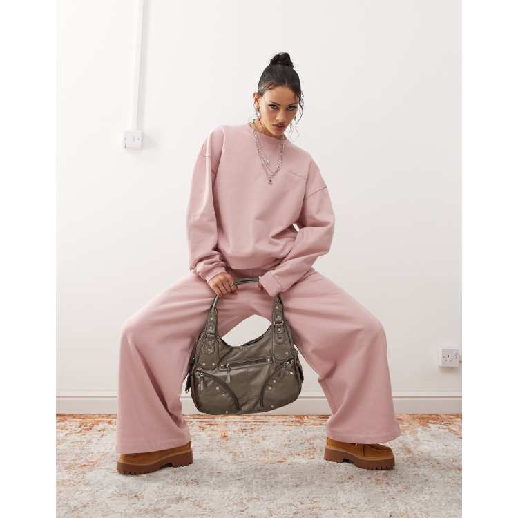 Reclaimed Vintage wide leg sweatpants in dusty mauve pink | ASOS