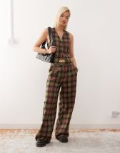 Glamorous low rise straight leg cotton pants in red stripe - part of a set