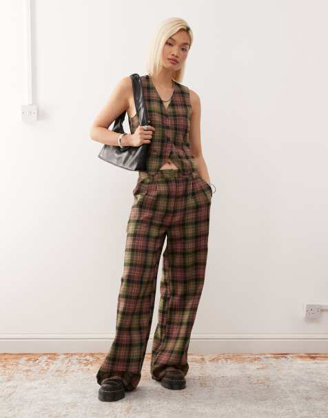 Reclaimed Vintage wide leg tailored trouser co-ord in check - view 1