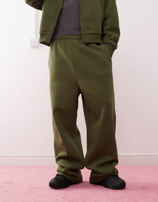 Reclaimed Vintage wide leg trackies in khaki (part of a set)
