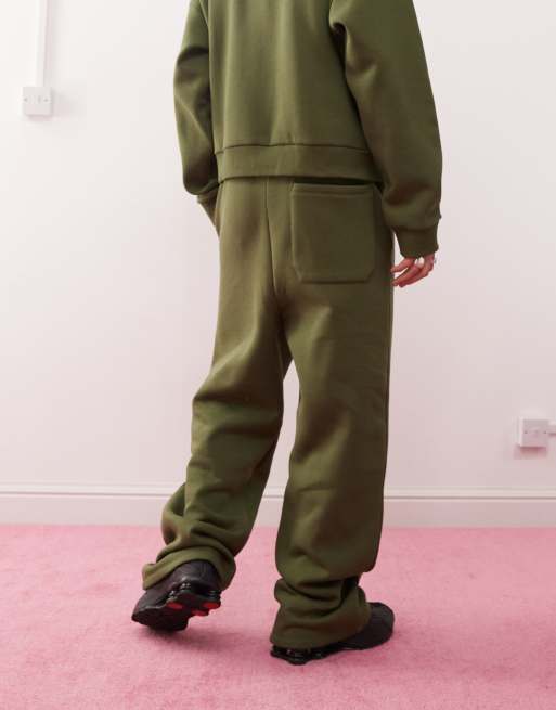 Reclaimed Vintage wide leg trackies in khaki (part of a set)