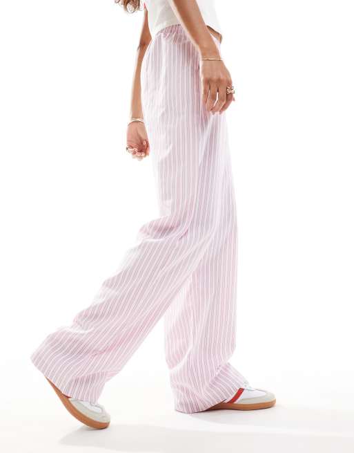 Reclaimed Vintage wide leg trouser in summer stripe ASOS