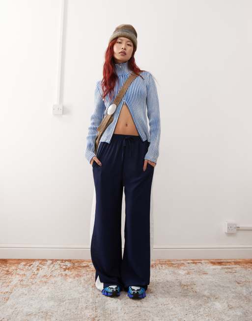 Reclaimed Vintage wide leg trouser with side contrast panel