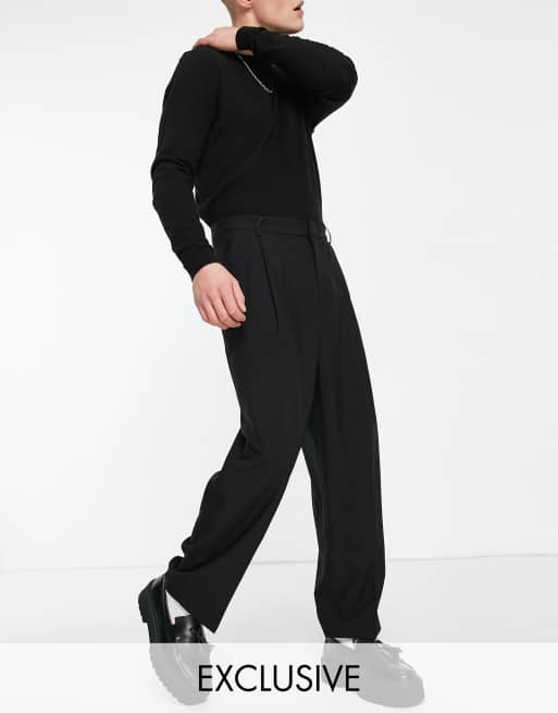 Reclaimed Vintage wide-legged smart pants in black