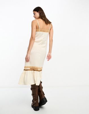 Reclaimed Vintage winter lingerie slip dress in ivory