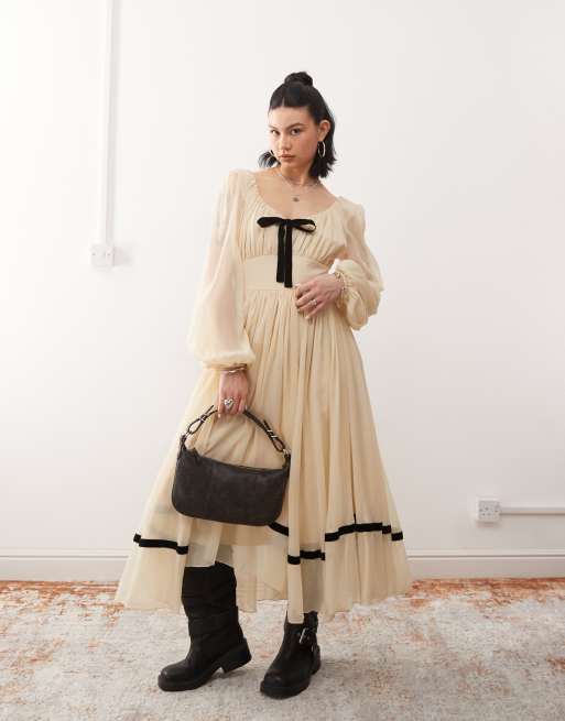 Reclaimed Vintage - Winter - Maxi jurk met lange mouwen in bohostijl