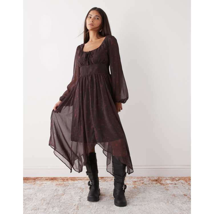 paisley winter dress Sahara GRD6069-Wpd Mauve Multi Winter Paisley Devore Flared Dress  Dotique