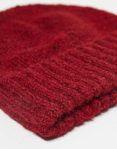 Reclaimed Vintage – Wiśniowoczerwony zestaw unisex: czapka beanie i szalik - view 1