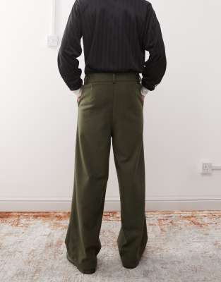 Reclaimed Vintage Wool Look Tailored Pants In Green
