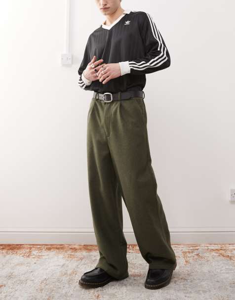 Reclaimed Vintage wool look tailored trouser in khaki - view 1