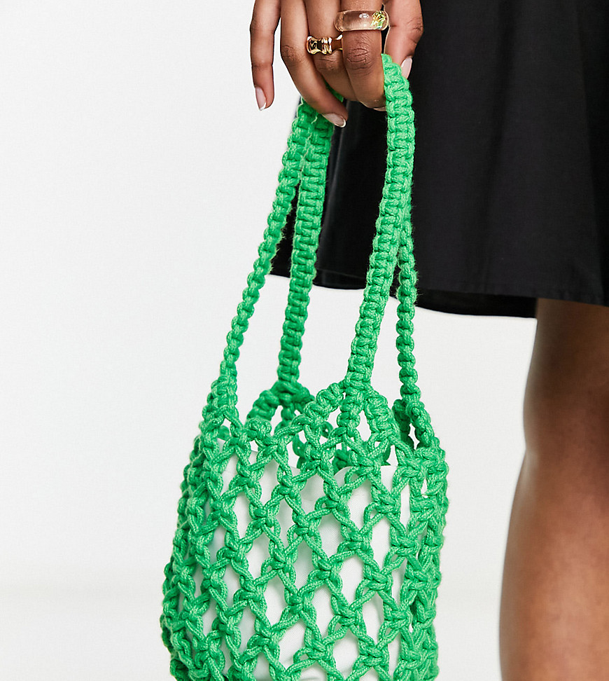 woven mini shoulder bag in green