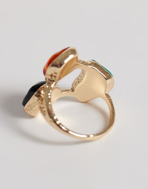 Reclaimed Vintage wrap around ring in set amber tones stone in gold, 3 of 3