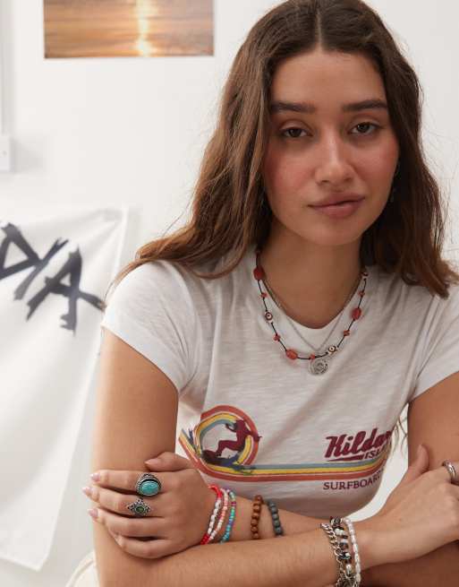Reclaimed Vintage x Outer Banks Kildare Island logo baby tee in white, 3 of 4