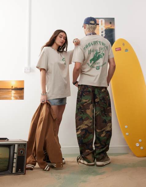 Reclaimed Vintage x Outerbanks unisex Hold Tight Rodeo graphic t-shirt in washed stone - view 1