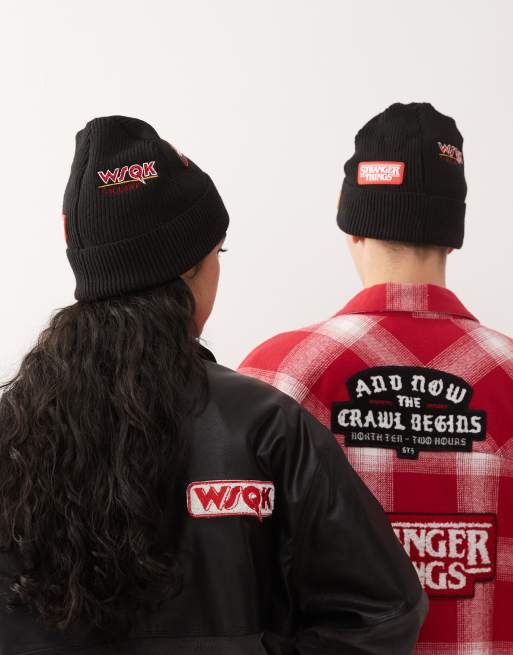 Bonnet Stranger Things Brodé Logo - Noir Acrylique - Taille Unique - Neuf Sans étiquette
