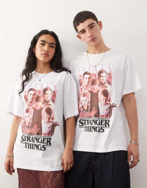 Reclaimed Vintage x Stranger Things - Uniseks oversized T-shirt met retro 'Eleven' print in wit