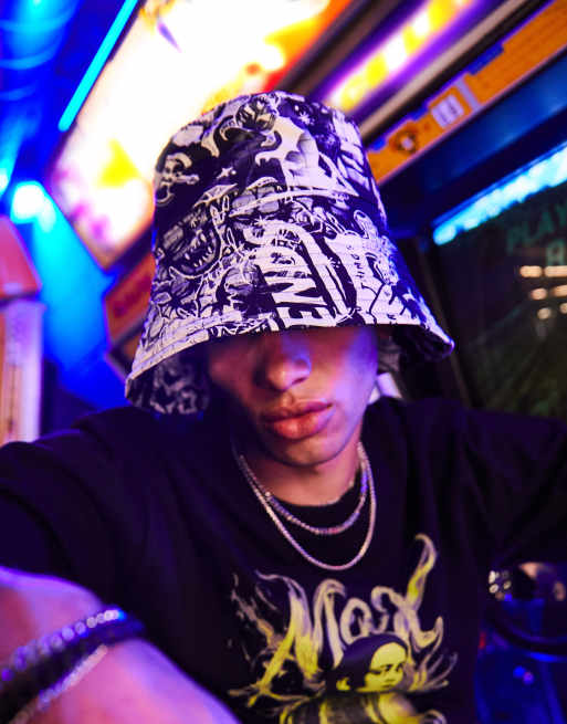 Reclaimed Vintage x Stranger Things unisex bucket hat in all over print