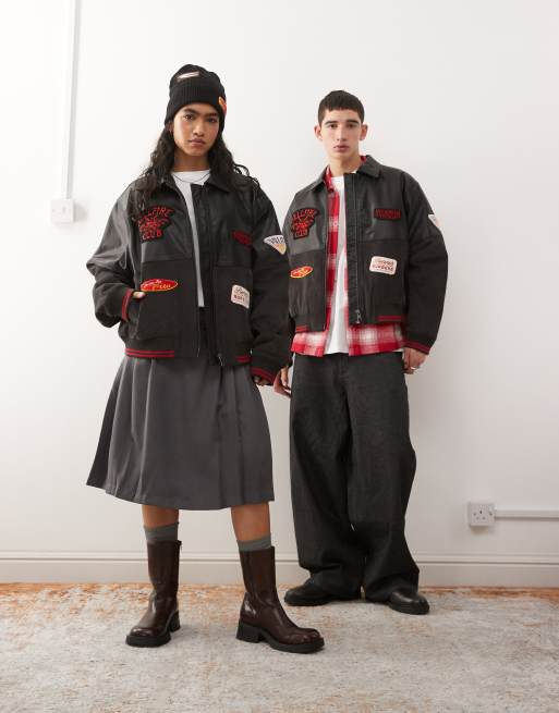 Reclaimed Vintage x Stranger Things Unisex faux leather bomber