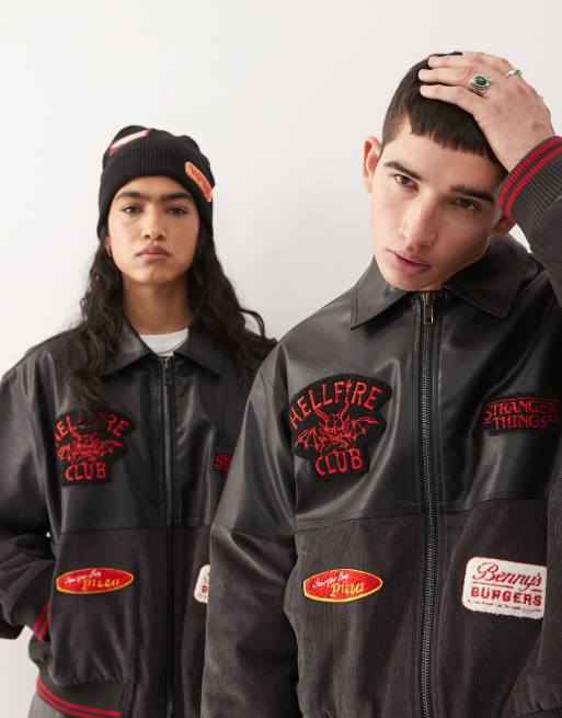 Reclaimed Vintage x Stranger Things unisex faux leather bomber