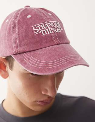 Reclaimed Vintage X Stranger Things Unisex Logo Cap In Pink