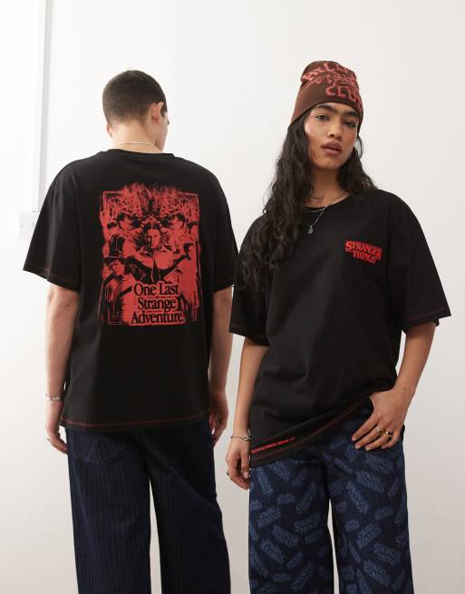 Reclaimed Vintage x Stranger Things unisex oversized t-shirt with character back print in black