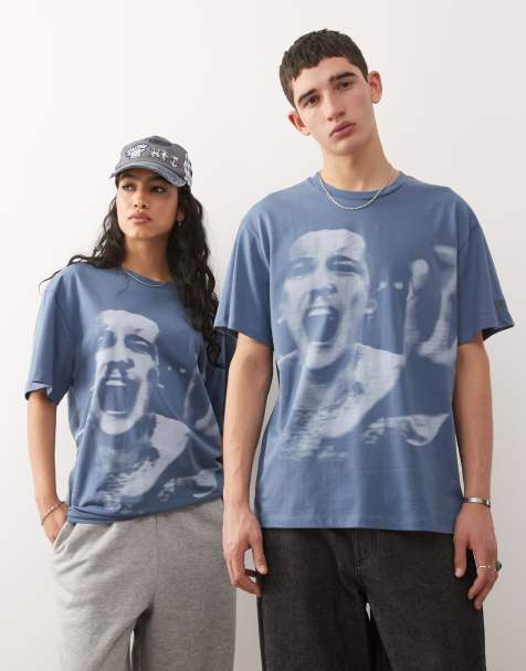 Reclaimed Vintage x Stranger Things unisex oversized t-shirt with Eleven print in washed blue - view 1