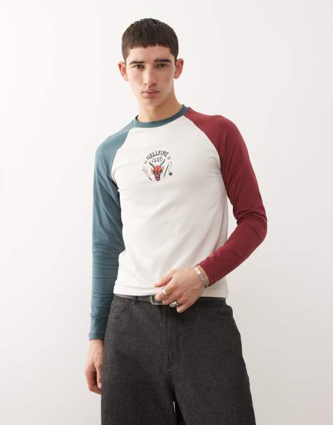 Reclaimed Vintage x Stranger Things Unisex ringer tee with Hellfire Club print in white - view 1