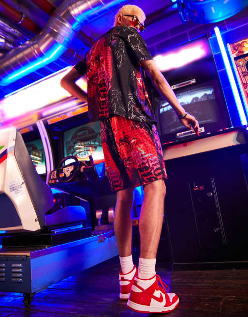 Reclaimed Vintage x Stranger Things unisex shorts in Hellfire Club print, 3 of 4
