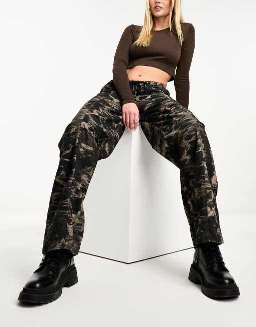 Reclaimed Vintage Y2K cargos in black grunge camo print 