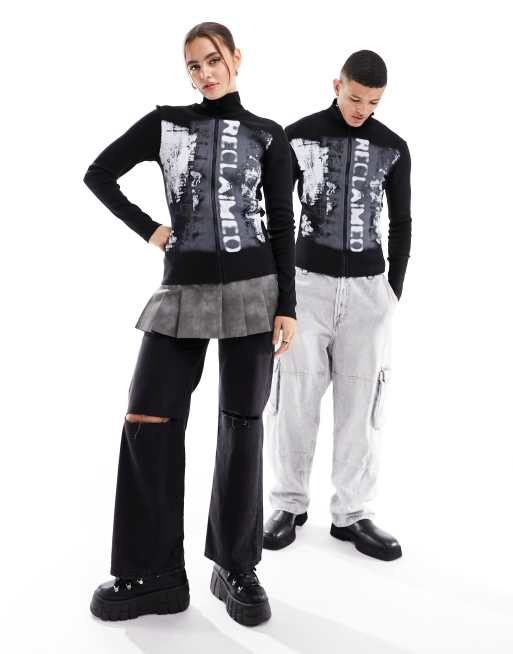 Reclaimed Vintage – Zapinany na zamek top unisex ze wzorem 