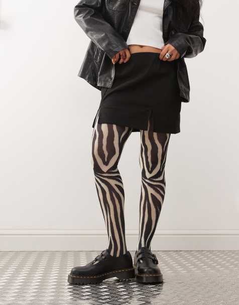 Reclaimed Vintage zebra print tights - view 1