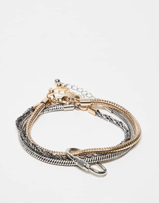 Reclaimed Vintage – Zestaw bransoletek unisex z mieszanych metali