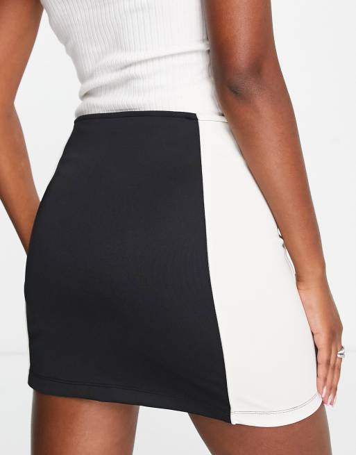 Black and white zipper skirt top