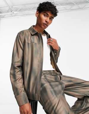 Reclaimed Vintage zip through jacket in blur print