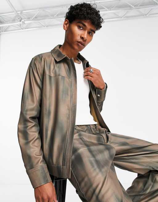 Reclaimed Vintage zip through jacket in blur print ASOS