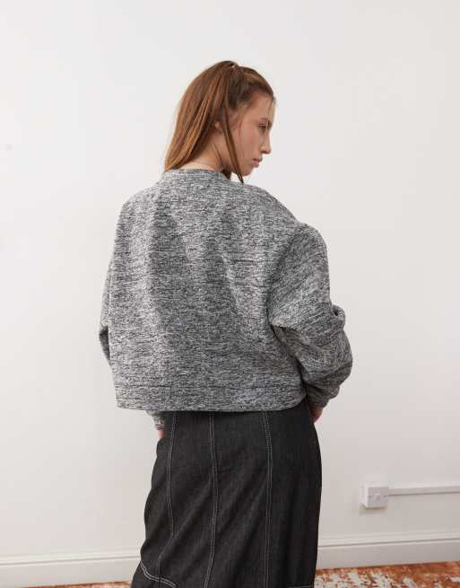 Reclaimed Vintage zip up bomber cardigan in gray heather