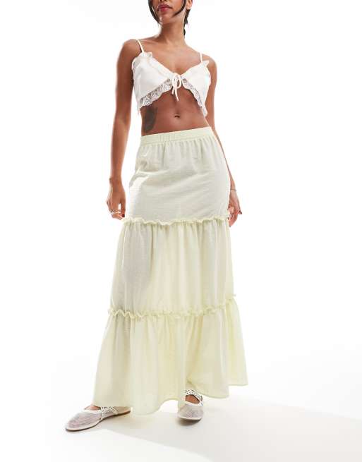 Reclaimed Vintage – Żółta warstwowa spódnica maxi w kowbojskim stylu