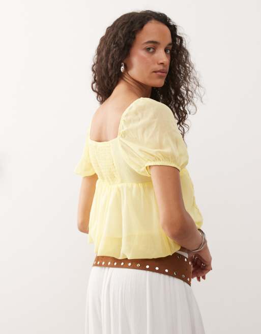 Reclaimed Vintage – Żółty bufiasty top, 4 z 4
