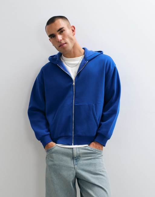 Reclaimed Vintage zware hoodie met rits in blauw, 2 van 5