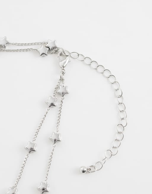 Reclaimed Vintage zweireihige Sternkette in Silber, 3 von 4