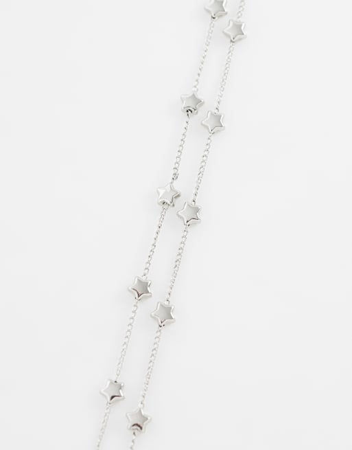 Reclaimed Vintage zweireihige Sternkette in Silber, 4 von 4