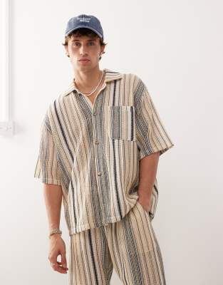 Reclaimed Vintaged knit shirt in stripes - part of a set-Neutral