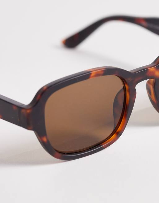 Reclaimed Vintage unisex rounded square sunglasses with brown lens in dark tortoiseshell, 2 of 3