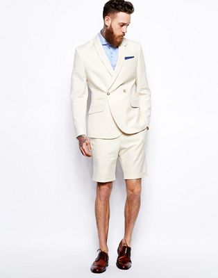 cream shorts and blazer suit