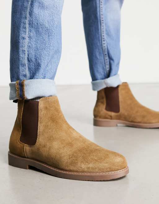 Red Tape – Beige, vardagliga chelseaboots i mocka